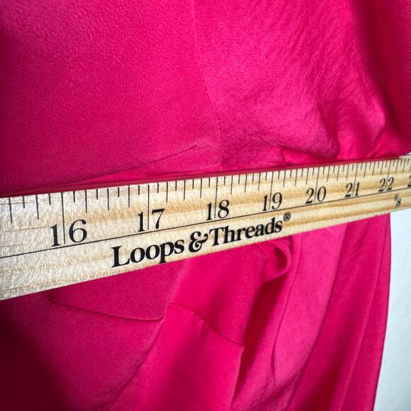 Express Women’s Size L Hot Pink Long Sleeve Front Tie Blouse NWT Cocktail Party - Picture 3 of 9